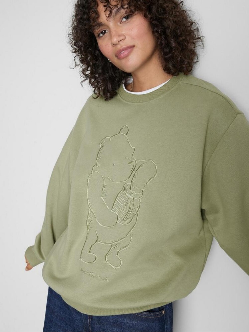 Disney's Winnie the Pooh Embroidered Graphic Sweatshirt Olive Green, Primark